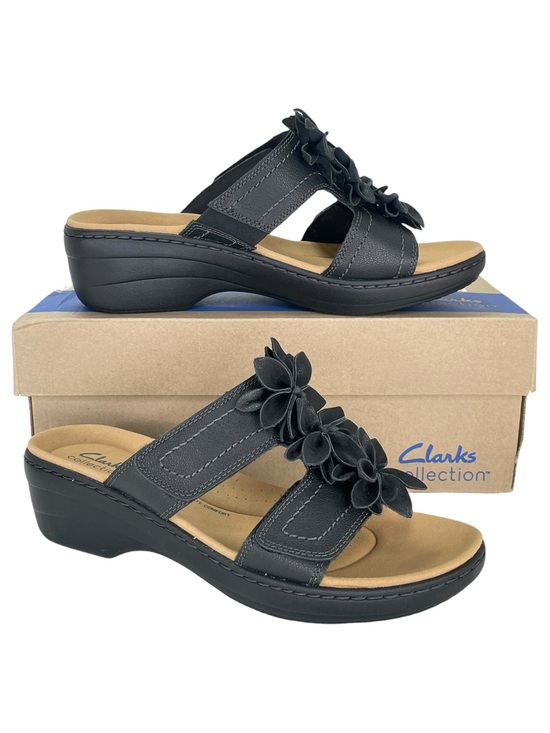 Clarks Shoes - Clarks Merliah Raelyn Black Leather Slip On Womens Sandals Size 10M